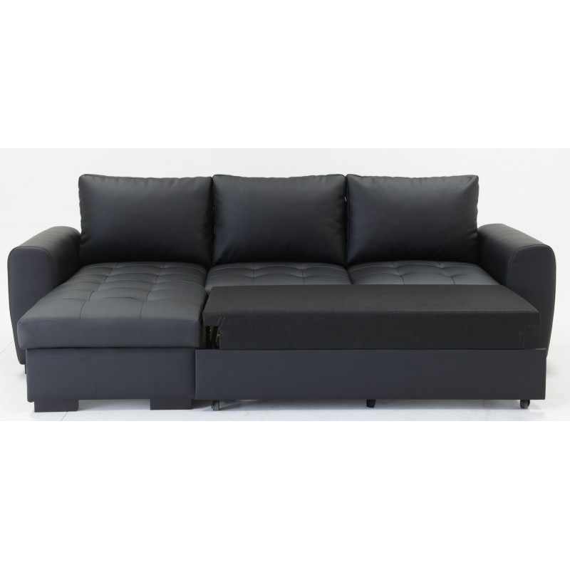 York Faux Leather Sofa, Leather Corner Sofa With Pull Out Bed